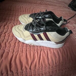 adidas Beige and Burgundy Women's Athletic Sneakers